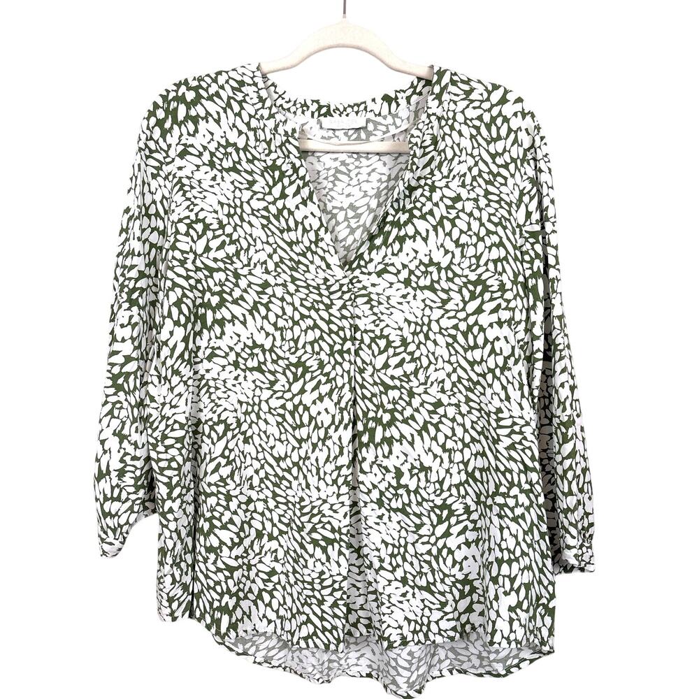 Rabalder M Green White Floral Blouse Silky Lightweight Swedish Chic